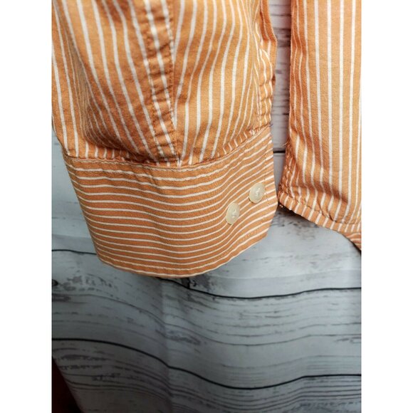 IZOD Men Long Sleeve Button Up Medium Tangerine/White Dream Pinstripe Shirt - Picture 3 of 12